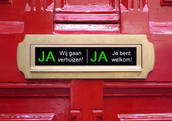 Verhuiskaart ja ja sticker Voorkant