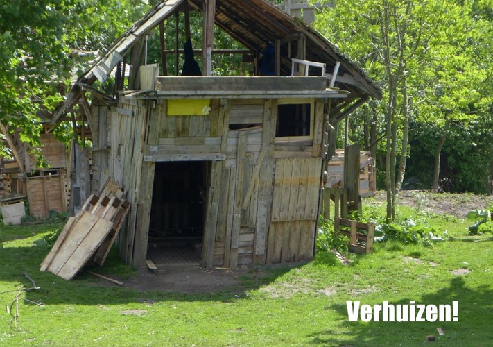 Verhuiskaart houten huis Voorkant