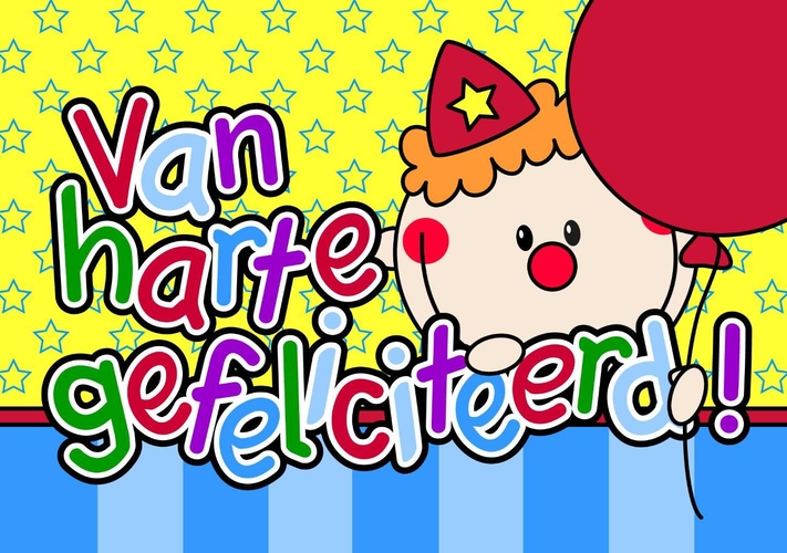 verjaardagskaart kind clown felicitatie hbr16031805 Voorkant